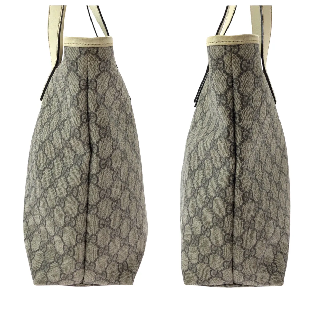 GUCCI Tote Bag 211137 PVC Beige Ivory SilverMetal Tote Bag Shoulder Bag GG plus Women Used