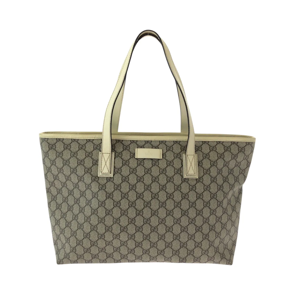 GUCCI Tote Bag 211137 PVC Beige Ivory SilverMetal Tote Bag Shoulder Bag GG plus Women Used