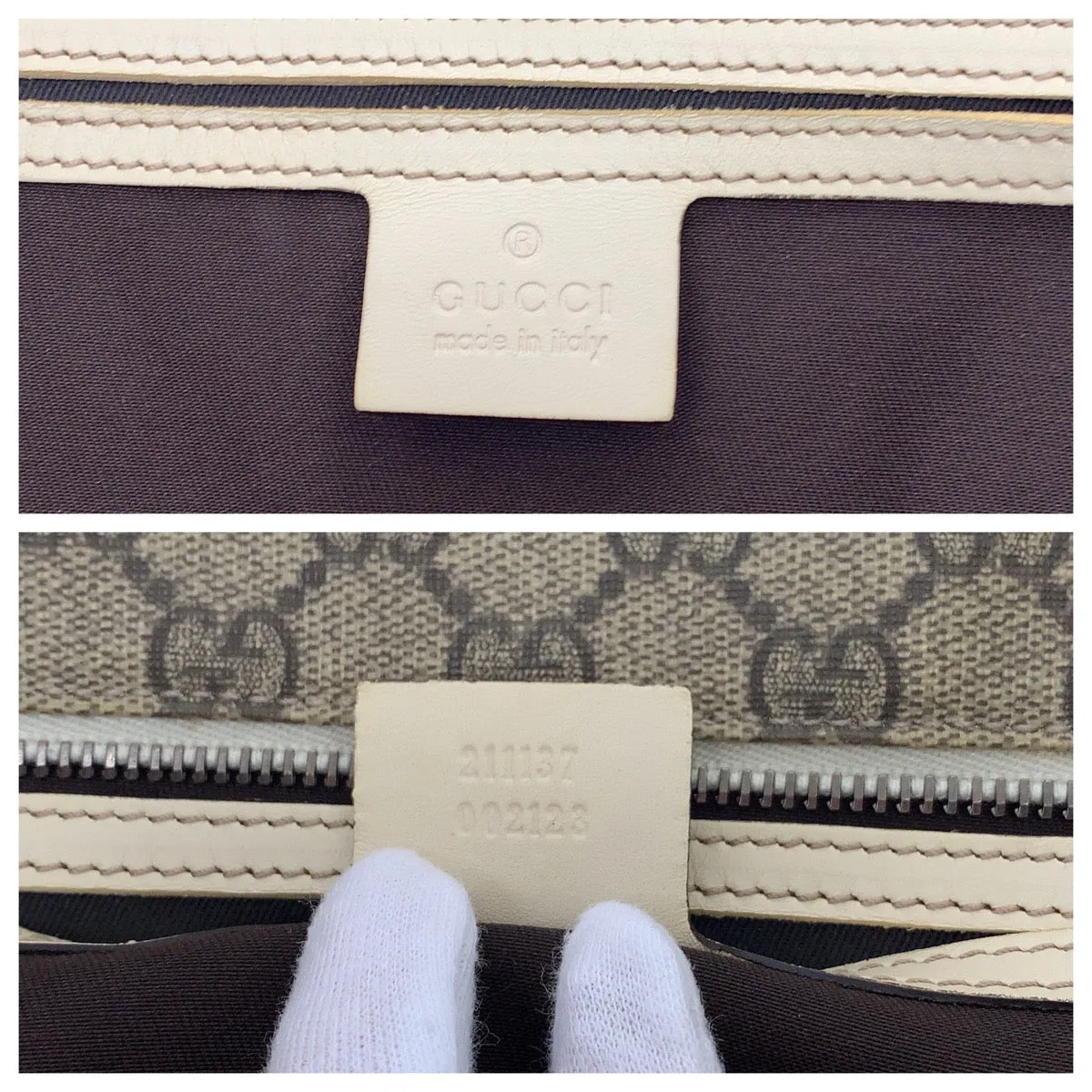 GUCCI Tote Bag 211137 PVC Beige Ivory SilverMetal Tote Bag Shoulder Bag GG plus Women Used
