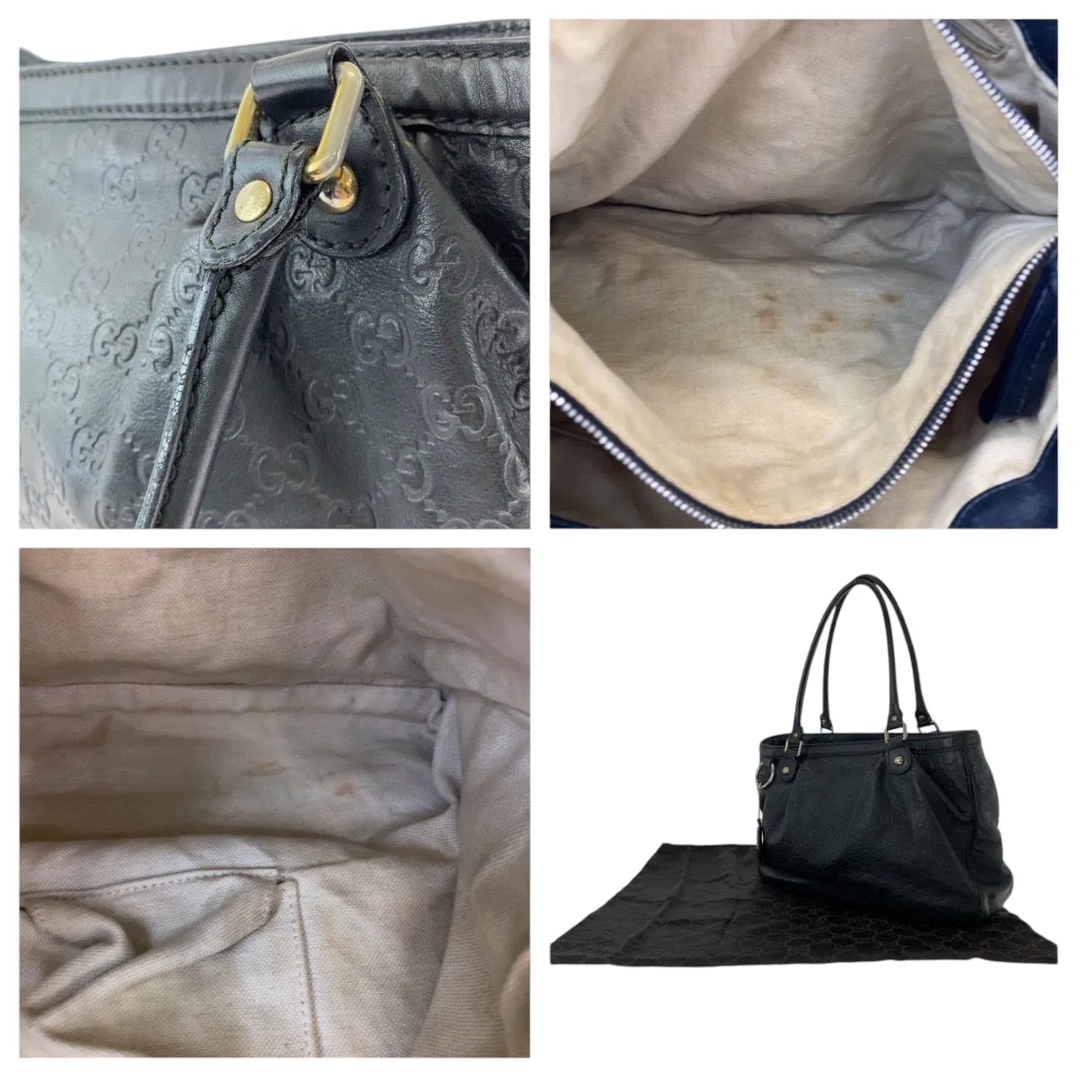 GUCCI Tote Bag 296853 leather Black GoldMetal Tote Bag Shoulder Bag Sukey Women Used