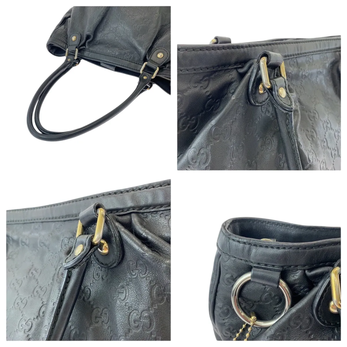 GUCCI Tote Bag 296853 leather Black GoldMetal Tote Bag Shoulder Bag Sukey Women Used