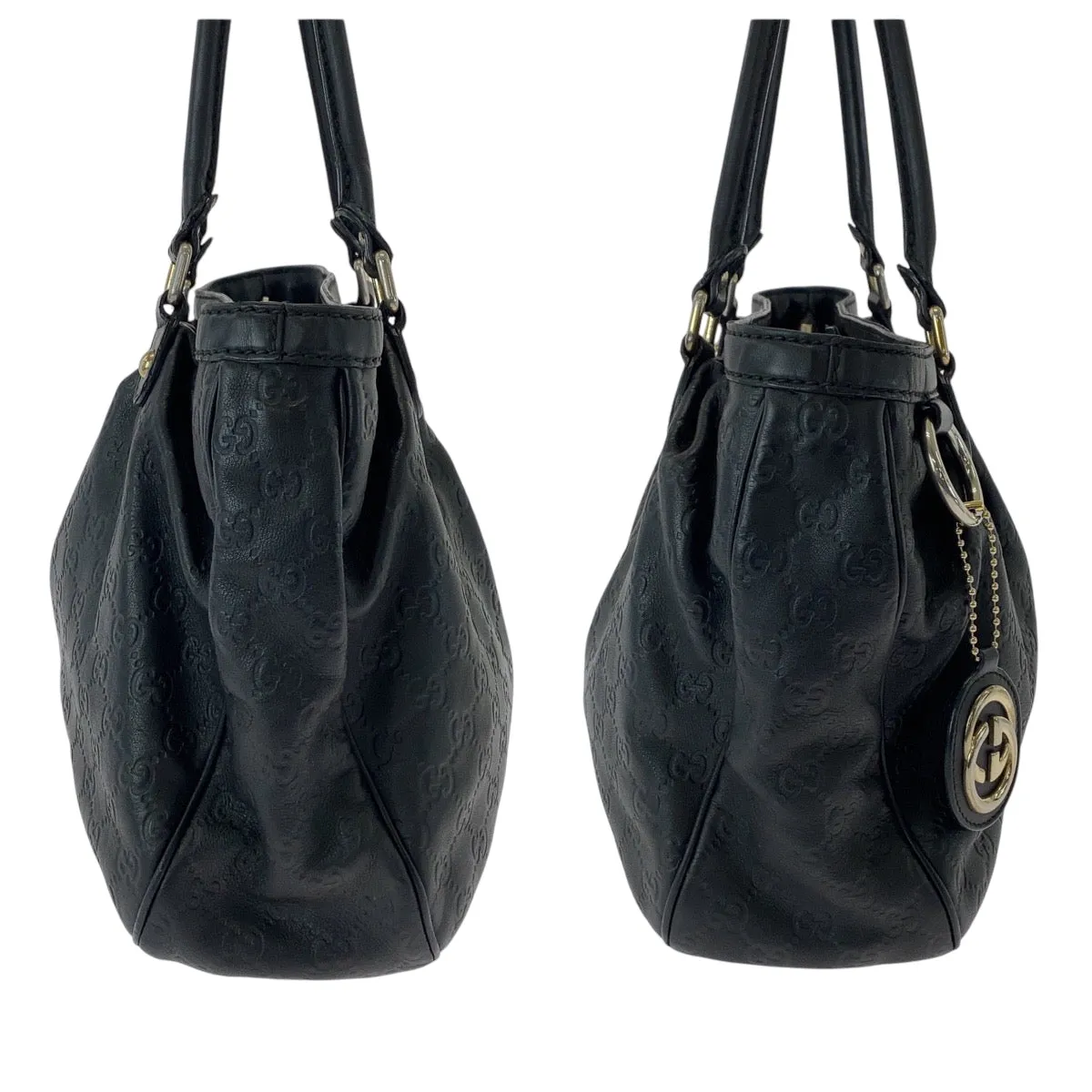 GUCCI Tote Bag 296853 leather Black GoldMetal Tote Bag Shoulder Bag Sukey Women Used