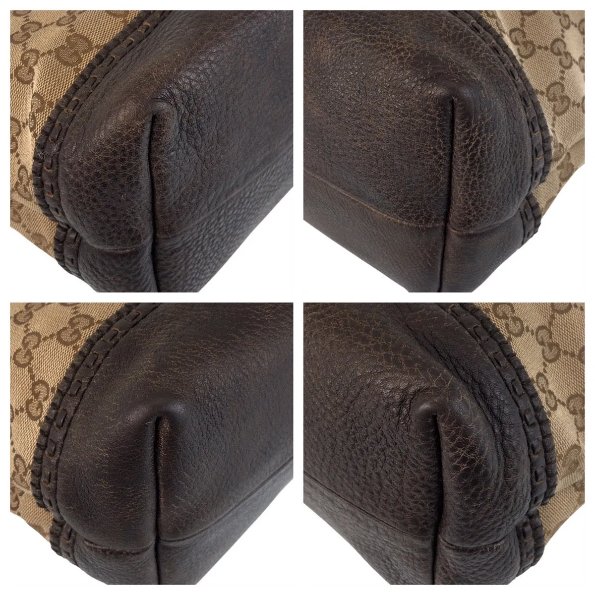 GUCCI Tote Bag 353125 GG canvas, leather Beige Brown Gold Metal Tote Bag Shoulder Bag Bamboo Women Used