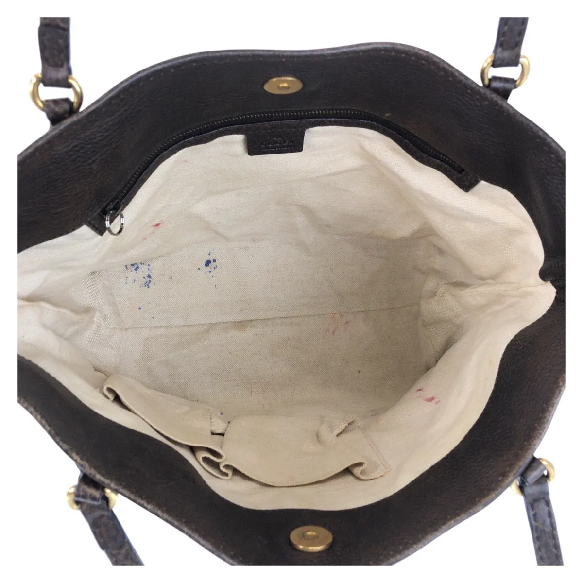 GUCCI Tote Bag 353125 GG canvas, leather Beige Brown Gold Metal Tote Bag Shoulder Bag Bamboo Women Used