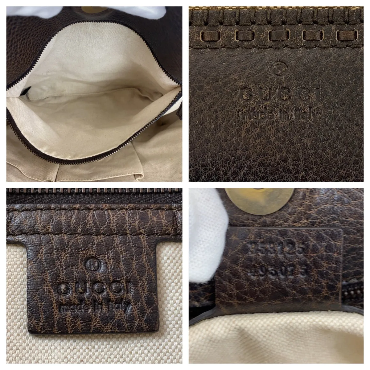 GUCCI Tote Bag 353125 GG canvas, leather Brown Gold Metal Tote Bag Shoulder Bag Handbag Bamboo Women Used