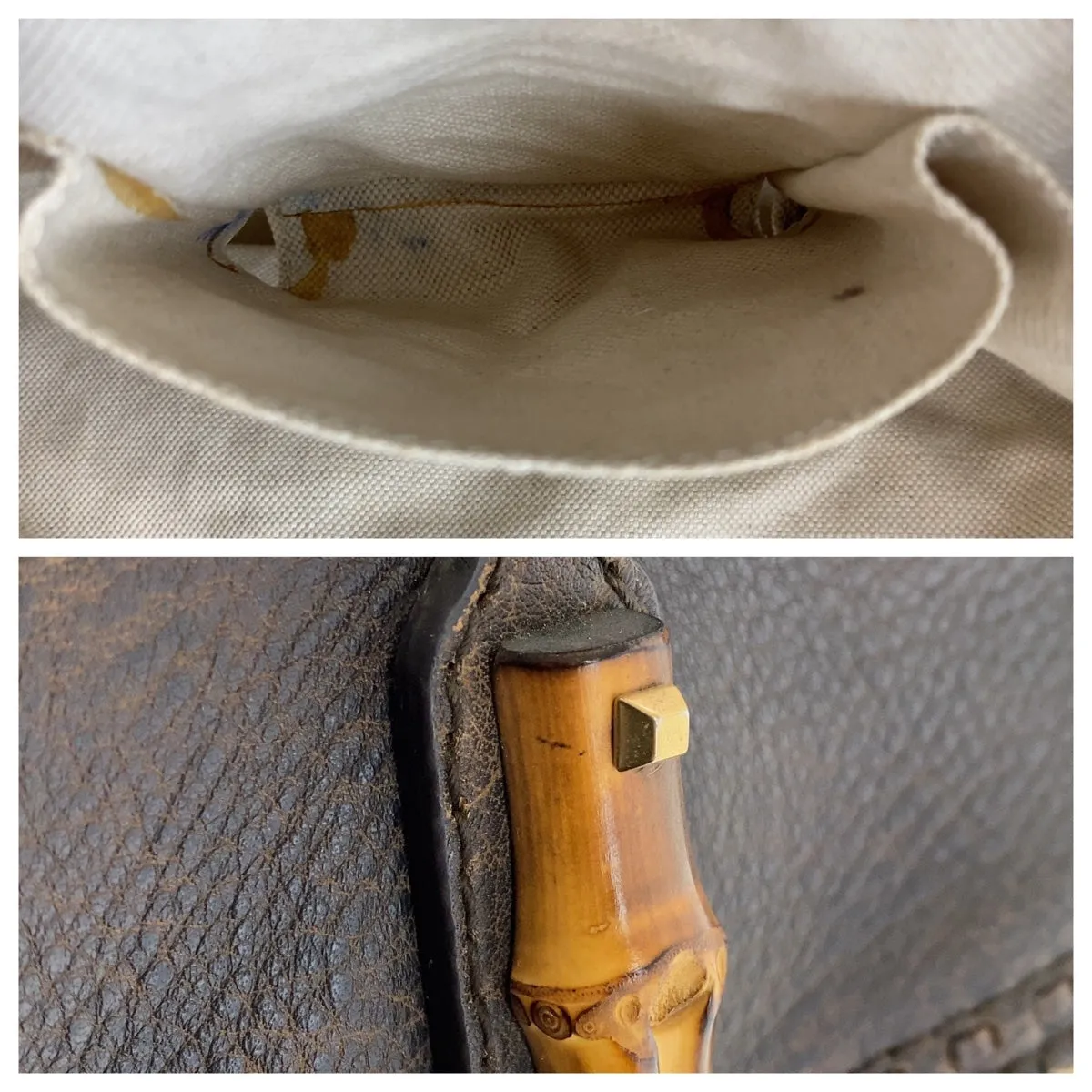 GUCCI Tote Bag 353125 GG canvas, leather Brown Gold Metal Tote Bag Shoulder Bag Handbag Bamboo Women Used