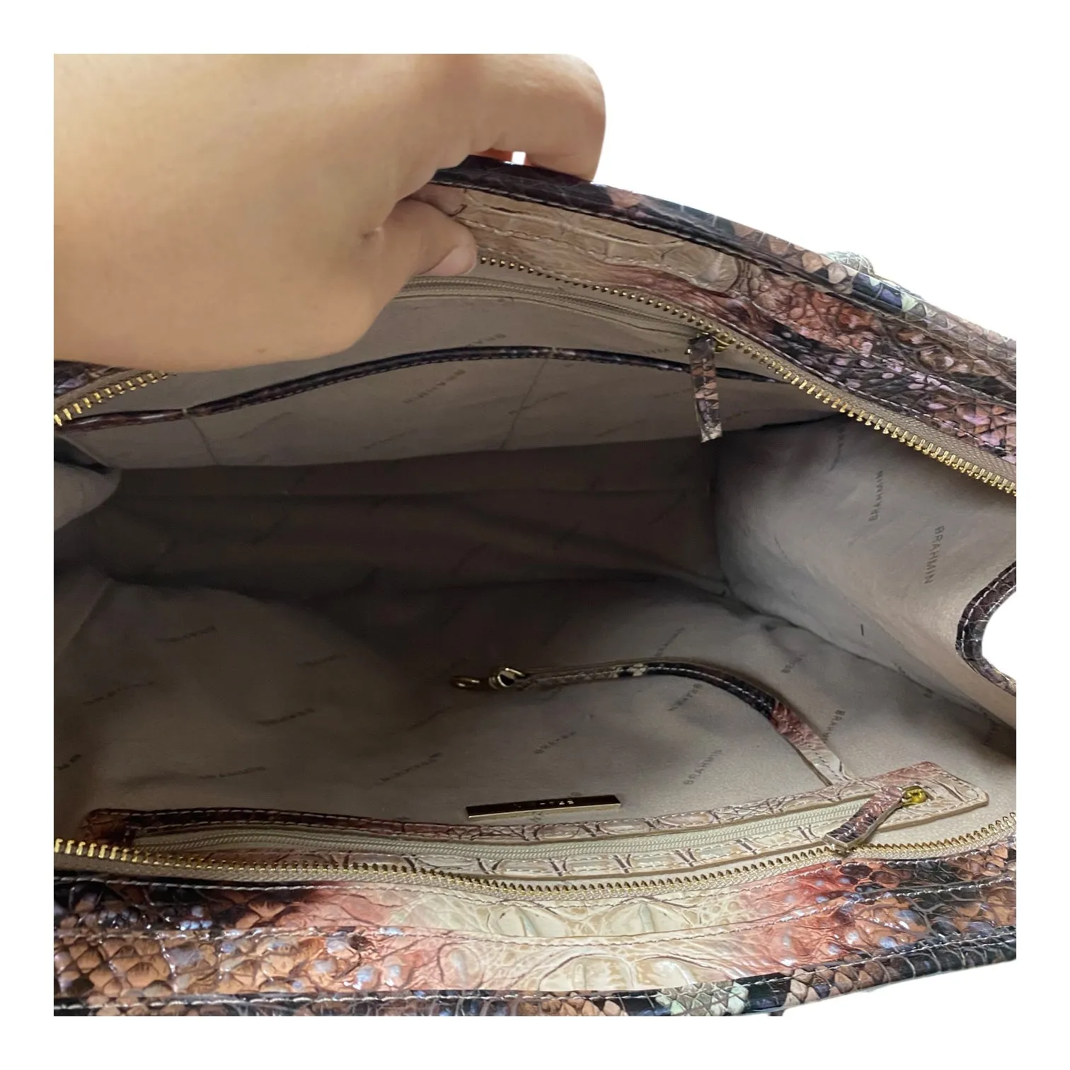 Handbag Designer By Brahmin In Brown, Size:Large