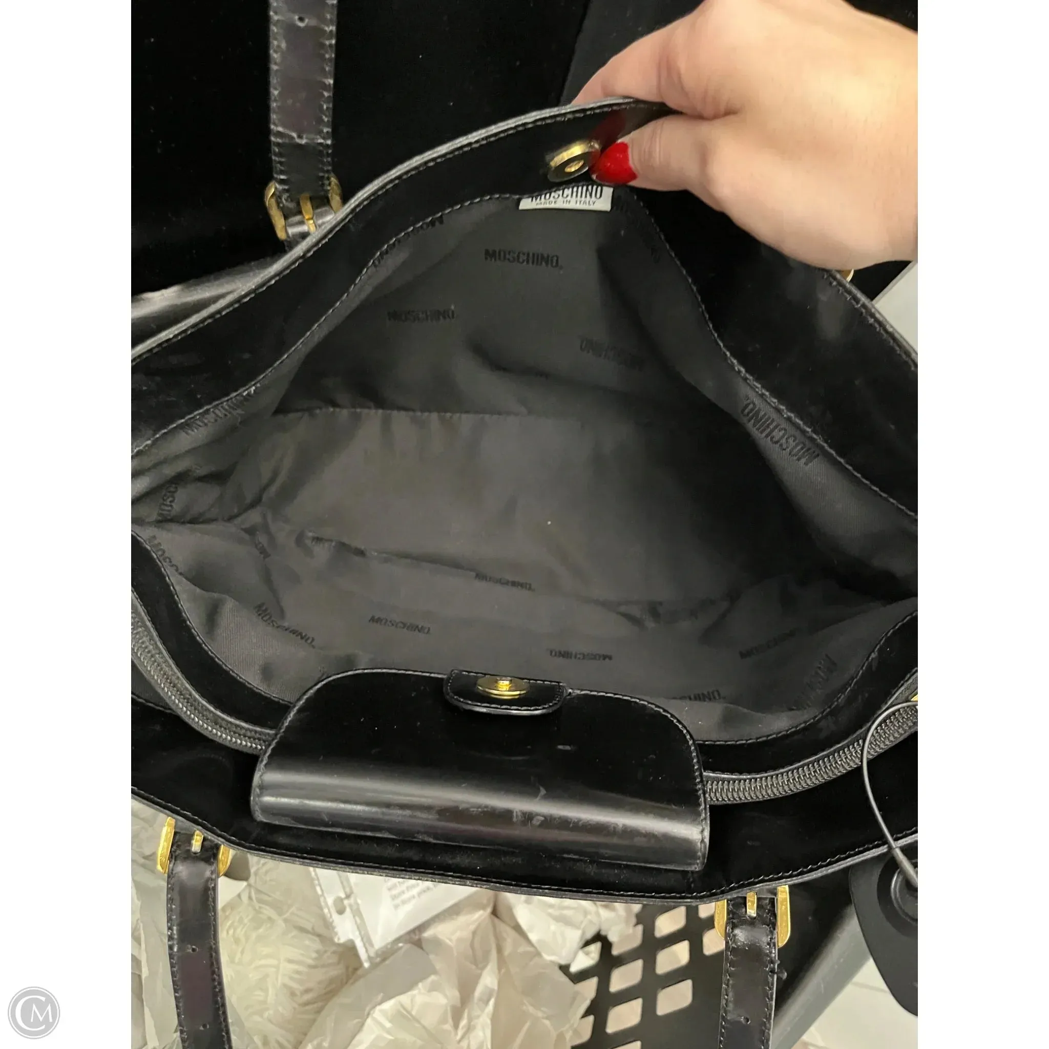 Handbag Luxury Designer By Moschino, Size: Large