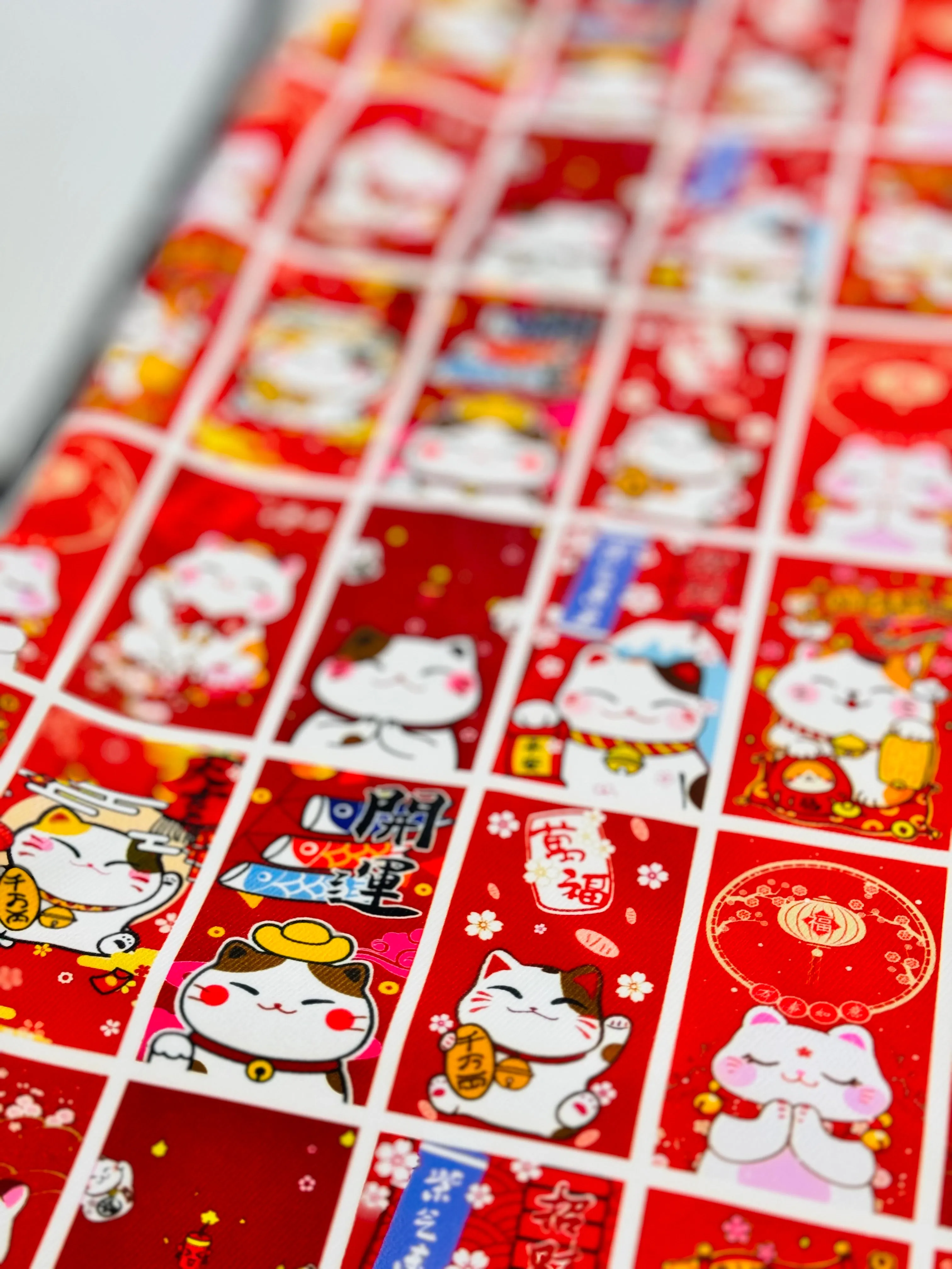 Handmade Water Resistant Racket Case??Checkered Lucky Cat 358)