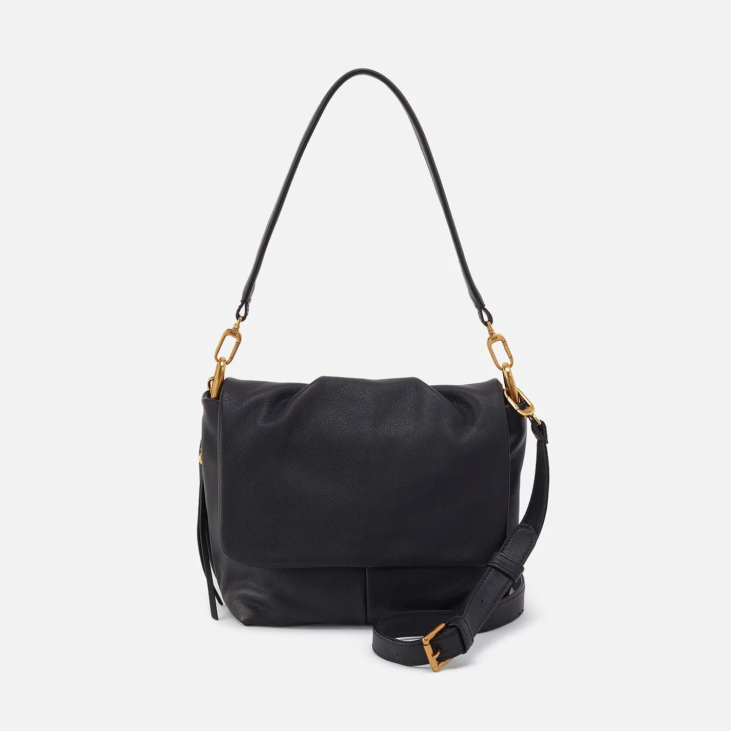 Harley Convertible Shoulder Bag In Pebbled Leather - Black