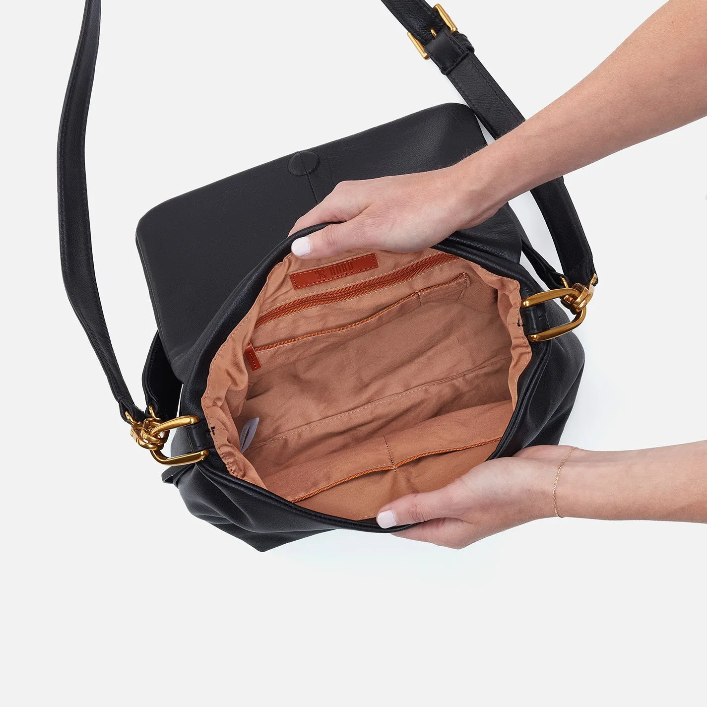 Harley Convertible Shoulder Bag In Pebbled Leather - Black