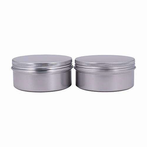 Healthcom 5-Ounce 12 Pack Screw Top Round Steel Tin Cans Aluminum Metal Tin Flat Storage Container for DIY Beauty,Cosmetics,Accessories,Candle Travel Tins or Storage Survival Kit