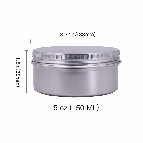 Healthcom 5-Ounce 12 Pack Screw Top Round Steel Tin Cans Aluminum Metal Tin Flat Storage Container for DIY Beauty,Cosmetics,Accessories,Candle Travel Tins or Storage Survival Kit