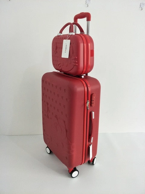 Hello Kitty Luggage Bag,Children Women Suitcase Set,Abs Cartoon Travel Box,Rolling Trolley Hardcase