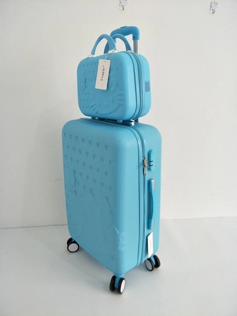 Hello Kitty Luggage Bag,Children Women Suitcase Set,Abs Cartoon Travel Box,Rolling Trolley Hardcase
