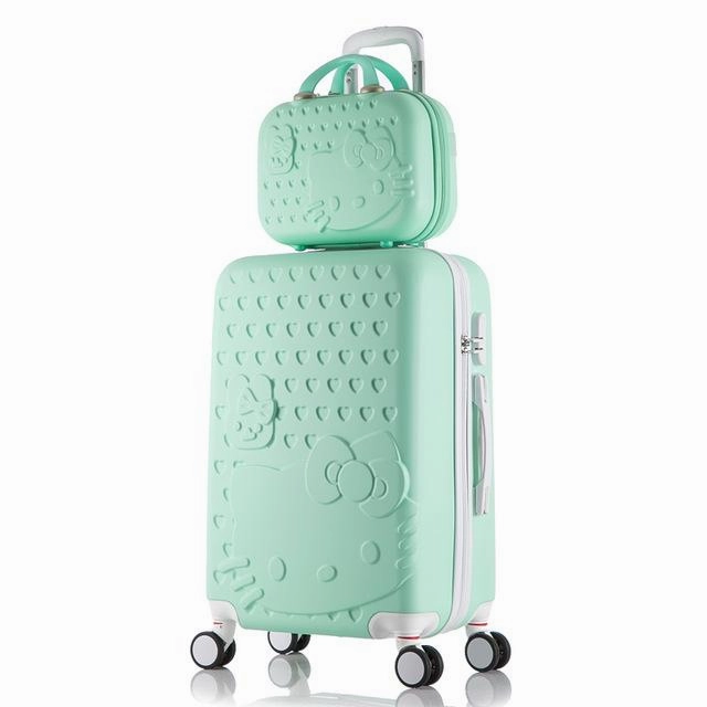 Hello Kitty Luggage bag,Children Women Suitcase set,ABS Cartoon Travel Box,Rolling Trolley Hardcase
