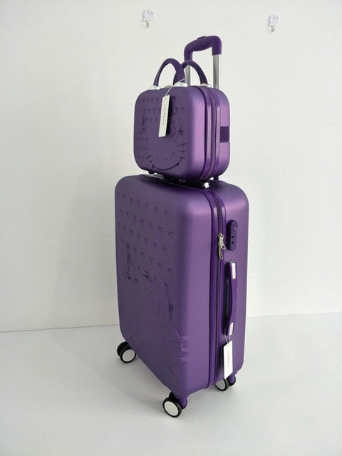 Hello Kitty Luggage Bag,Children Women Suitcase Set,Abs Cartoon Travel Box,Rolling Trolley Hardcase