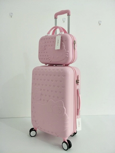 Hello Kitty Luggage Bag,Children Women Suitcase Set,Abs Cartoon Travel Box,Rolling Trolley Hardcase