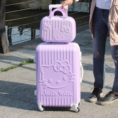 Hello Kitty One Set Abs Pc Luxury Women Rolling Luggage Suitcase Designer 20 Inches High Quality