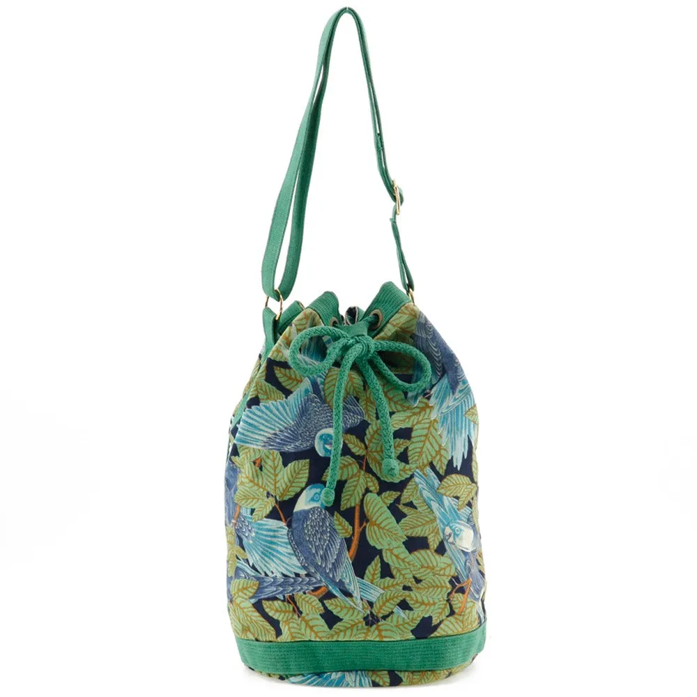 HERMES Shoulder Bag cotton Green Botanical Pattern Bird Pattern one belt