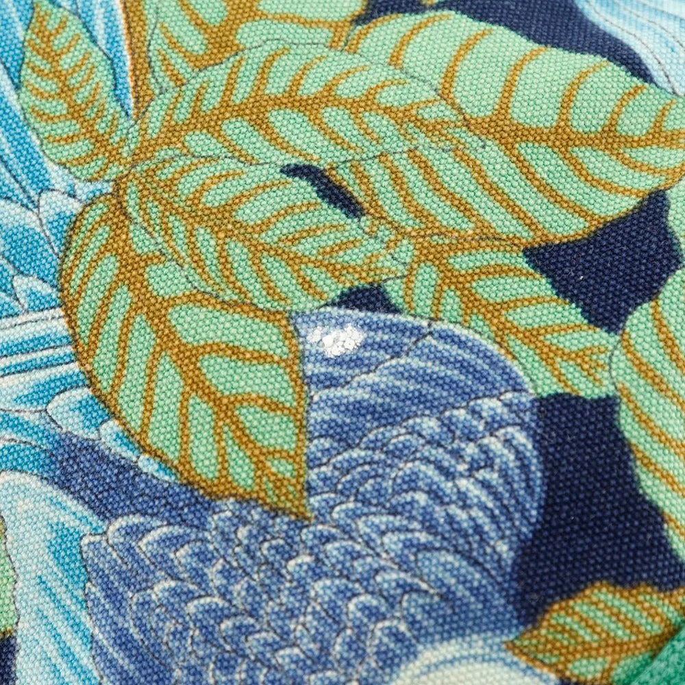 HERMES Shoulder Bag cotton Green Botanical Pattern Bird Pattern one belt