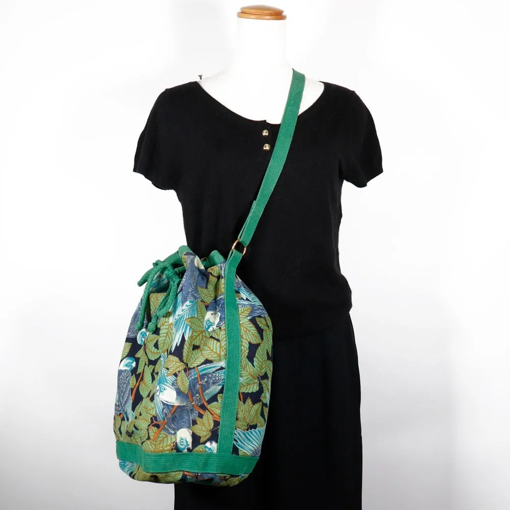 HERMES Shoulder Bag cotton Green Botanical Pattern Bird Pattern one belt