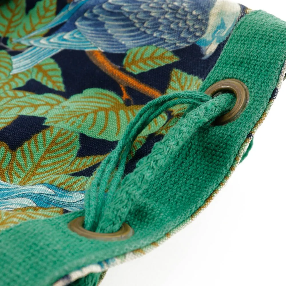 HERMES Shoulder Bag cotton Green Botanical Pattern Bird Pattern one belt