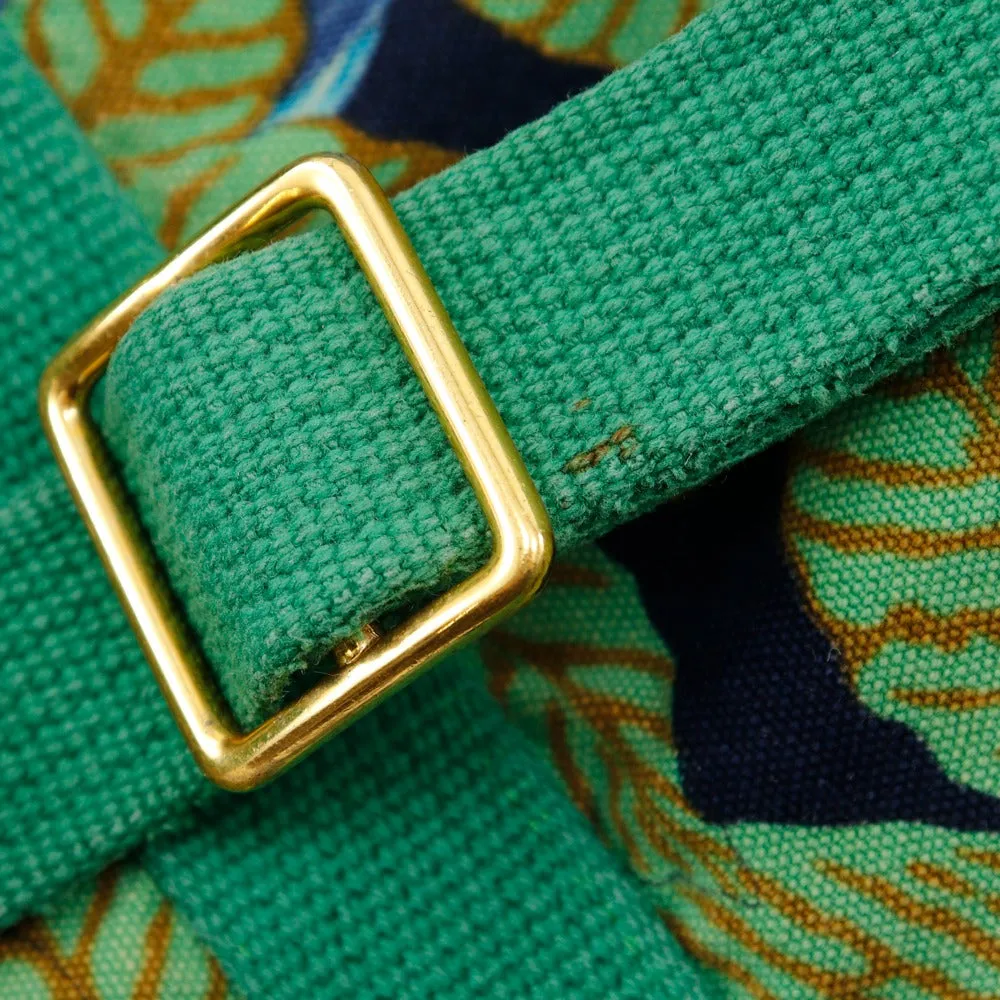 HERMES Shoulder Bag cotton Green Botanical Pattern Bird Pattern one belt