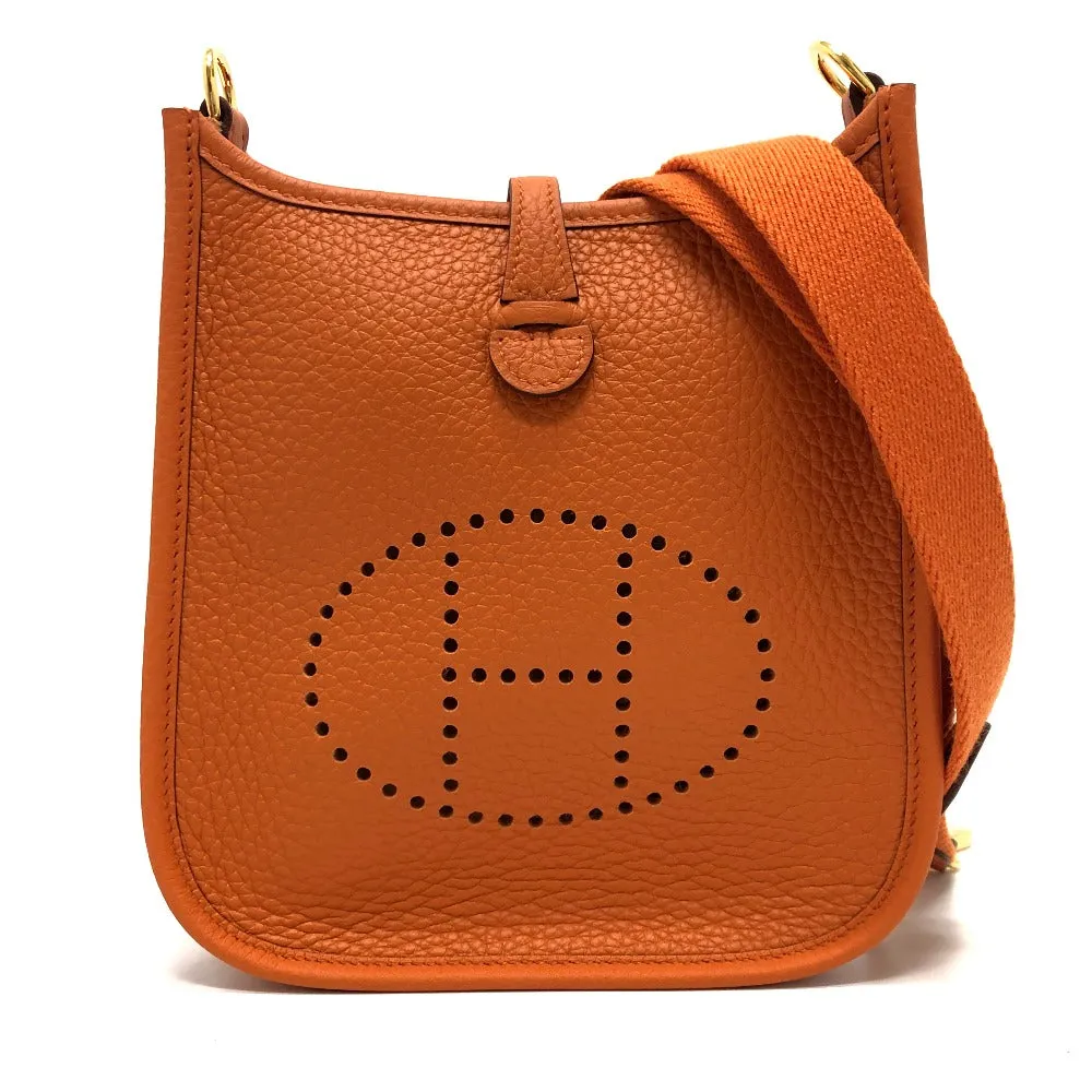HERMES Shoulder Bag Taurillon Clemence Orange Evelyn TPM Women Used