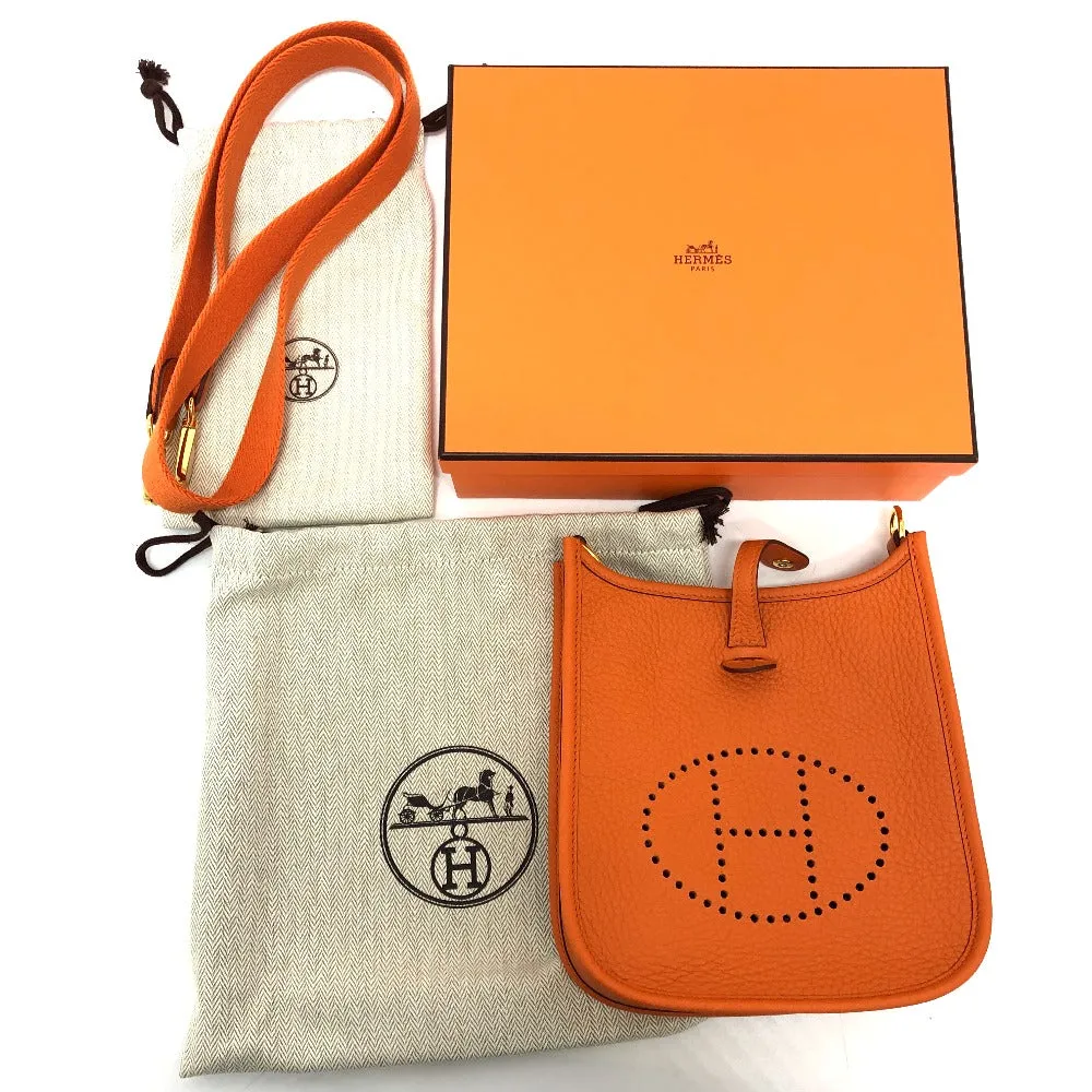 HERMES Shoulder Bag Taurillon Clemence Orange Evelyn TPM Women Used