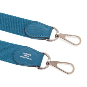 HERMES Shoulder strap canvas Blue Zanzibar Women Used