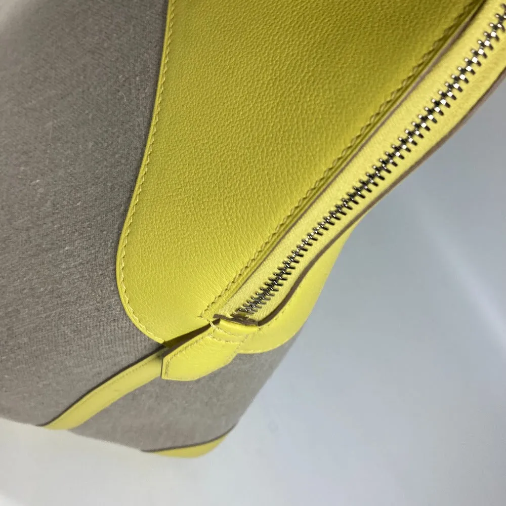 HERMES Tote Bag Swift, Toile H yellow Shoulder Bag Boston Duffel bag Bored 45 Women Used