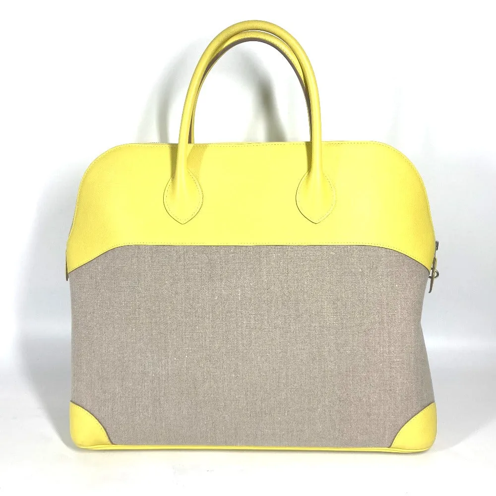 HERMES Tote Bag Swift, Toile H yellow Shoulder Bag Boston Duffel bag Bored 45 Women Used