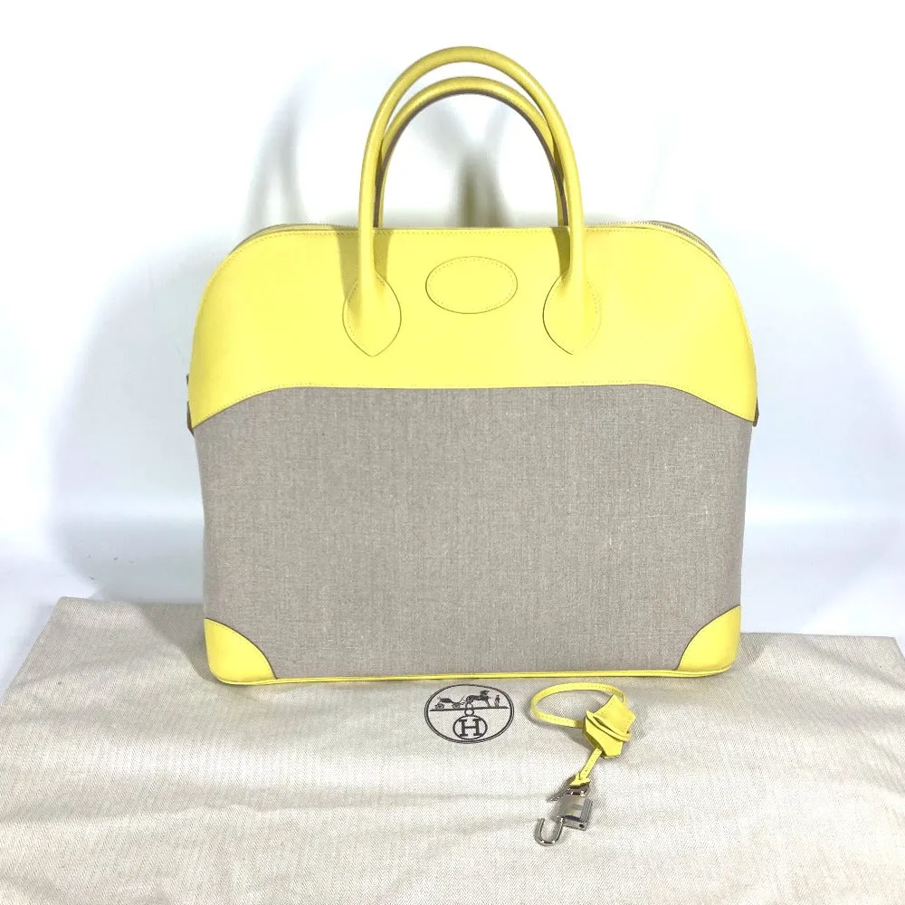 HERMES Tote Bag Swift, Toile H yellow Shoulder Bag Boston Duffel bag Bored 45 Women Used