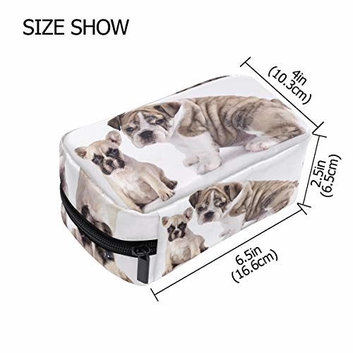 HU MOVR Makeup Organizer Puppies Animal White Puppy Dog Womens Zip Toiletry Bag Large Case Cosmetic