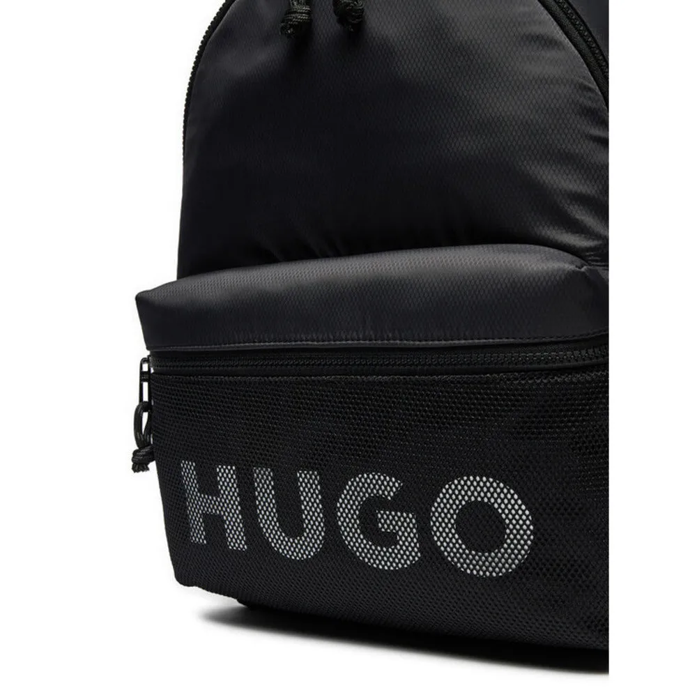 Hugo Men's Hans Mesh Logo Backpack, Black Currant