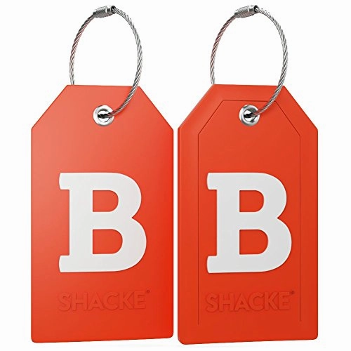 Initial Luggage Tag With Full Privacy Cover And Stainless Steel Loop  (Letter B)