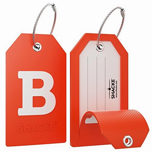 Initial Luggage Tag With Full Privacy Cover And Stainless Steel Loop  (Letter B)