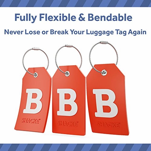 Initial Luggage Tag With Full Privacy Cover And Stainless Steel Loop  (Letter B)