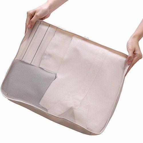 JJ POWER Lightweight Travel Packing Cubes Multi function, Durable 6 Piece (Cream)