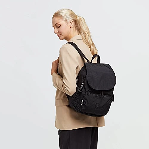 Kipling Women's City Pack Medium Backpack, Black Noir, 10.5"L x 14.5"H x 6.75"D
