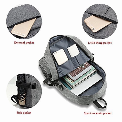 Laptop Backpack, Winblo 15 15.6 Inch College Backpack With Usb Charging Port Light Weight Travel