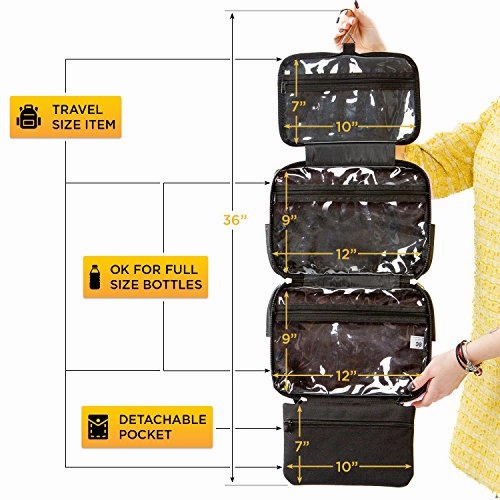 Large Versatile Travel Cosmetic Bag - Perfect Hanging Travel Toiletry Organizer