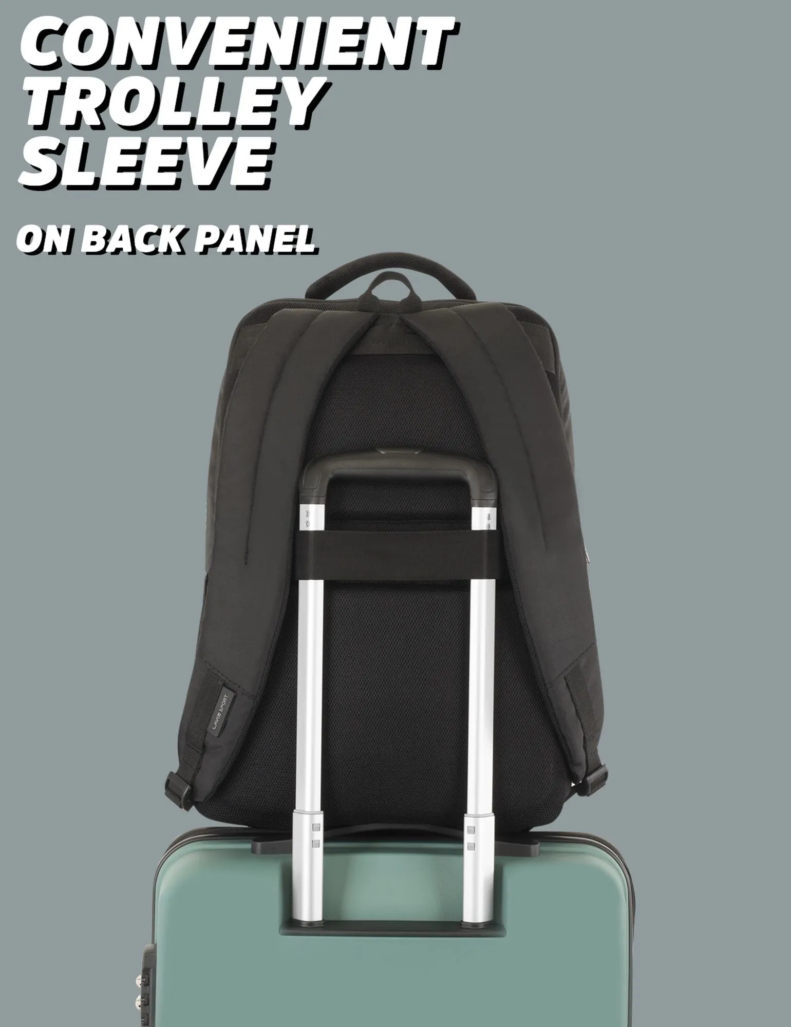 Lavie Sport Armour 24L Laptop Backpack with Trolley sleeve For Men & Women Black/Off White