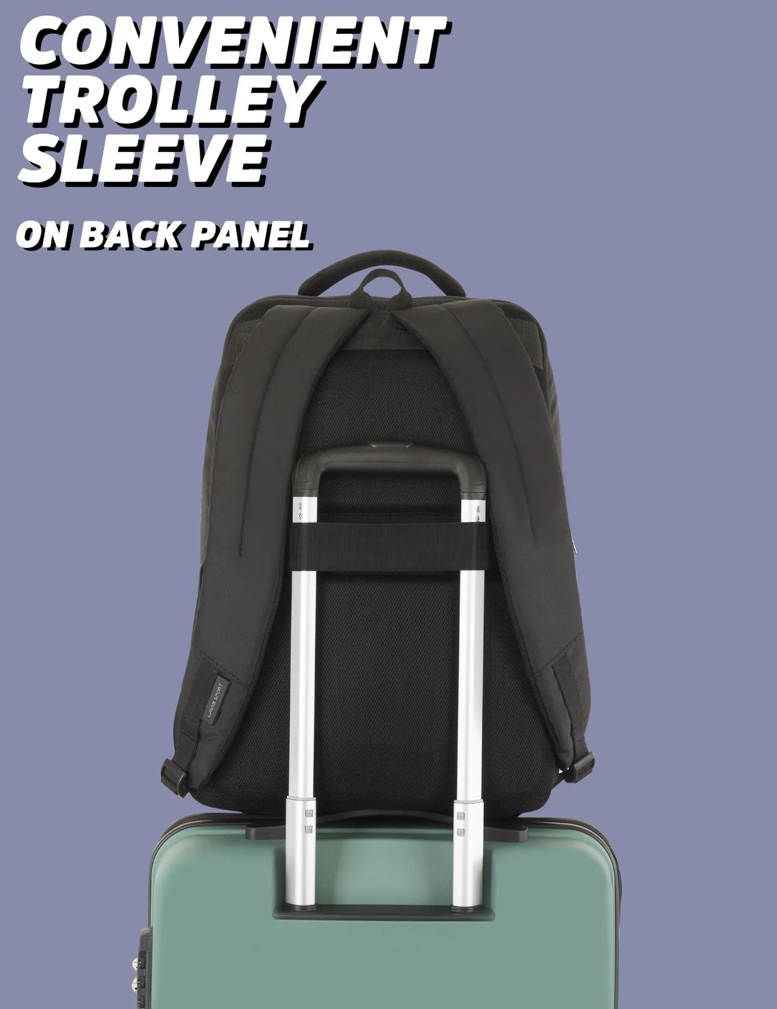 Lavie Sport Armour 24L Laptop Backpack with Trolley sleeve For Men & Women Black/Off White