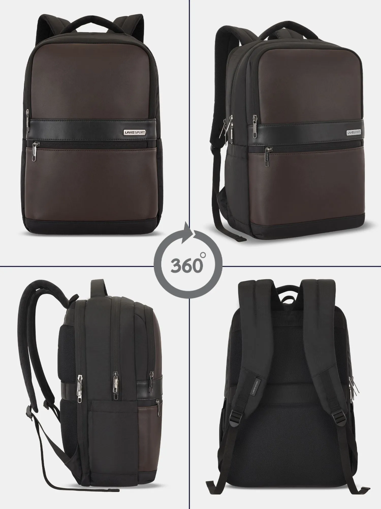 Lavie Sport Armour 24L Laptop Backpack with Trolley sleeve For Men & Women Black/Off White