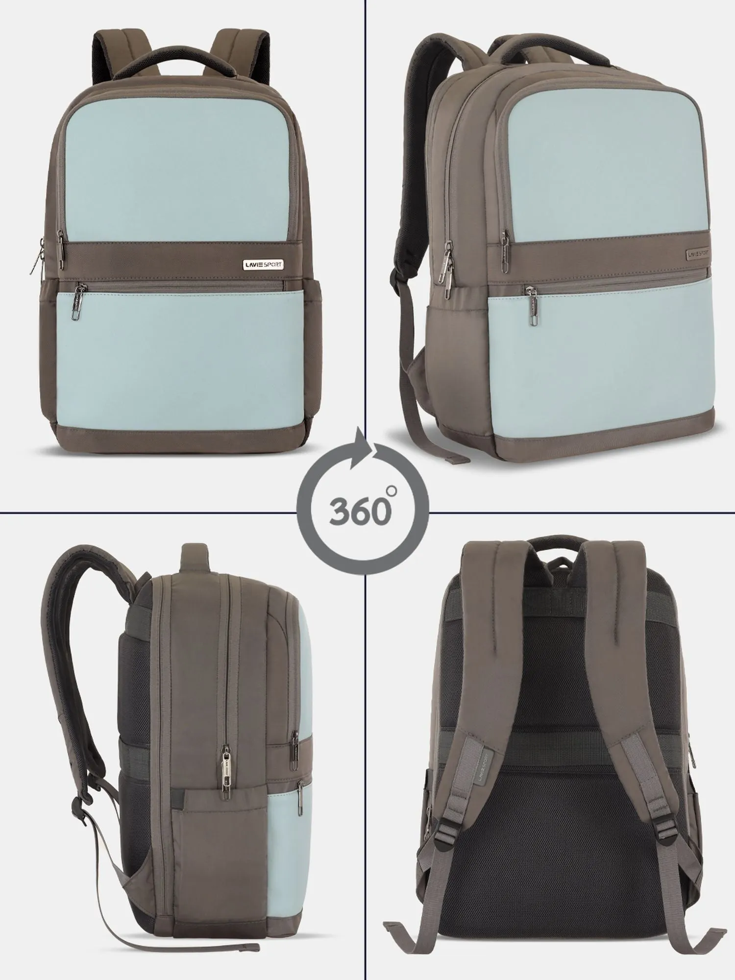 Lavie Sport Armour 24L Laptop Backpack with Trolley sleeve For Men & Women Black/Off White