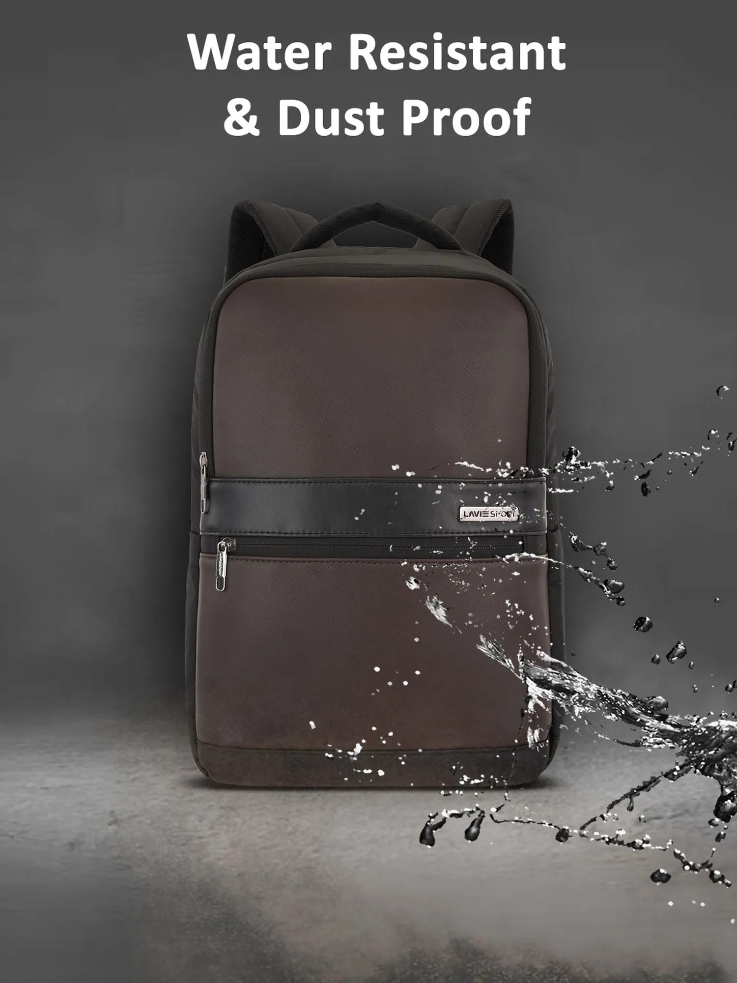 Lavie Sport Armour 24L Laptop Backpack with Trolley sleeve For Men & Women Black/Off White