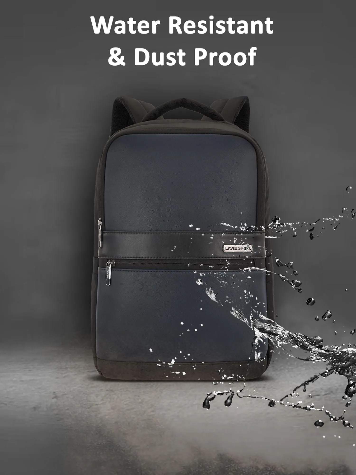 Lavie Sport Armour 24L Laptop Backpack with Trolley sleeve For Men & Women Black/Off White