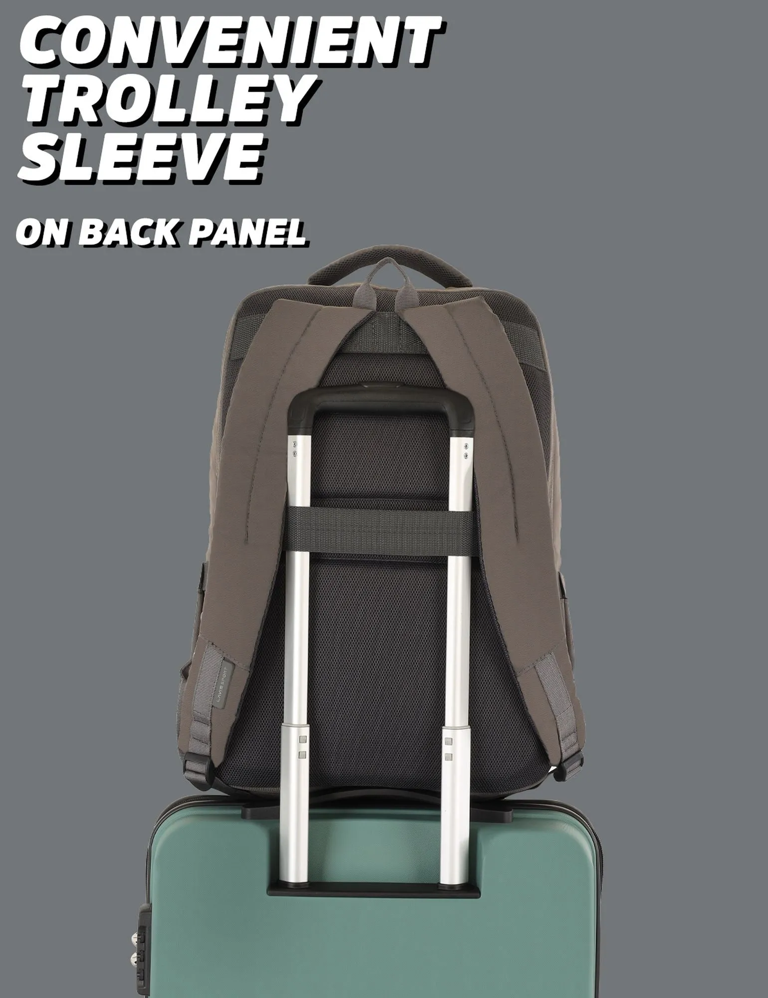 Lavie Sport Armour 24L Laptop Backpack with Trolley sleeve For Men & Women Black/Off White